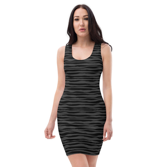 Woden's® Black Patterned Fitted Dress For Women