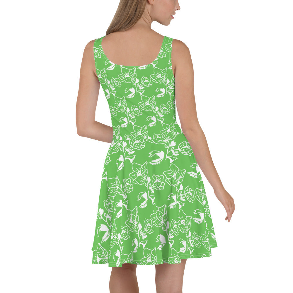 Woden's® Designer Green Flower Summer Dress For Women