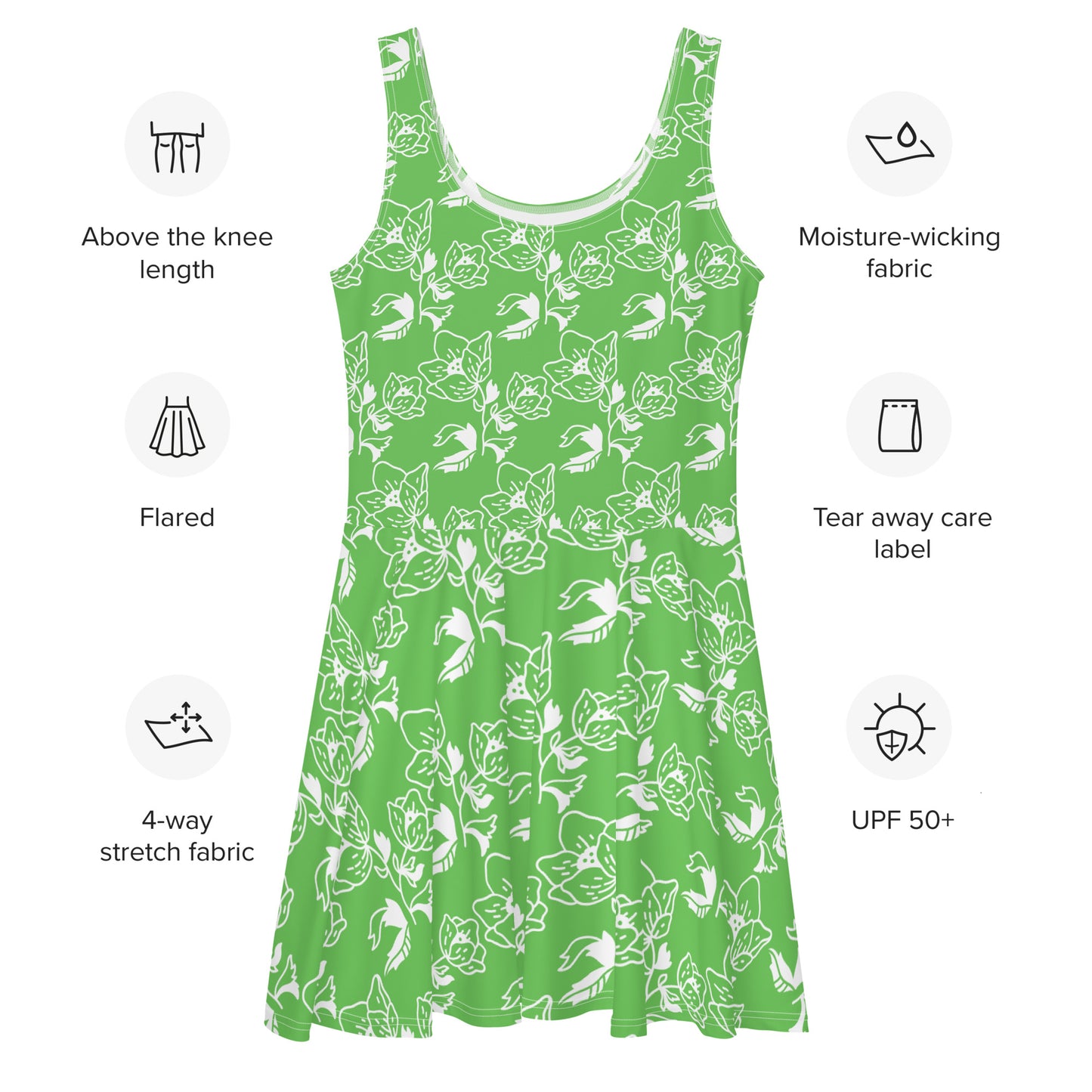 Woden's® Designer Green Flower Summer Dress For Women