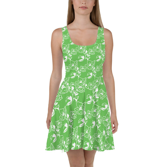 Woden's® Designer Green Flower Summer Dress For Women