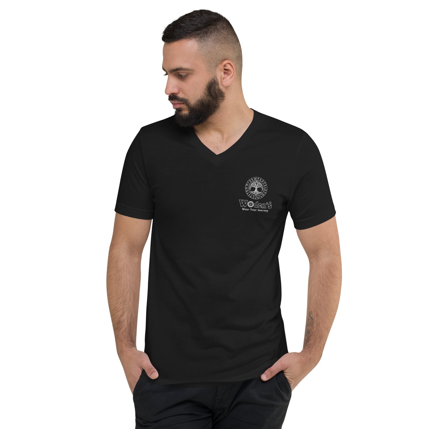 Woden's® Short Sleeve V-Neck T-Shirt, Black or White | Unisex