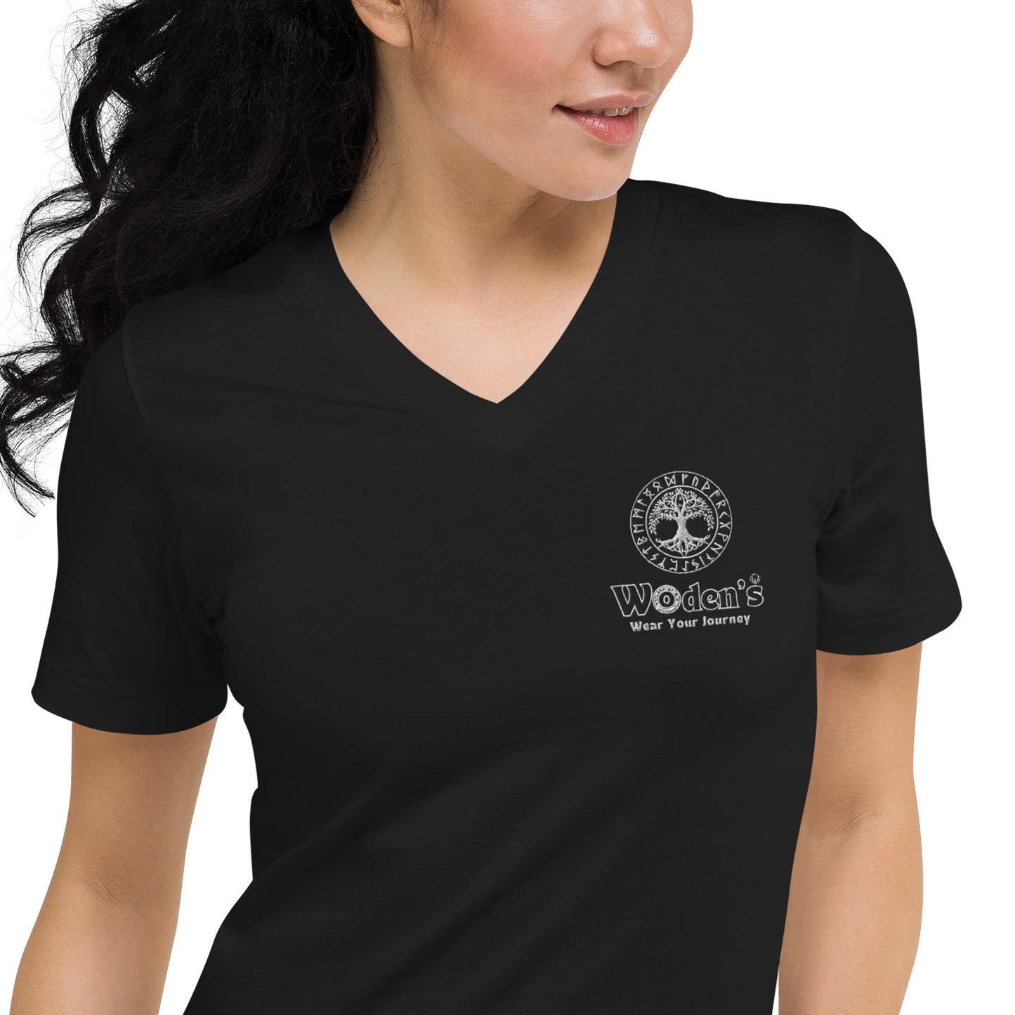 Woden's® Short Sleeve V-Neck T-Shirt, Black or White | Unisex